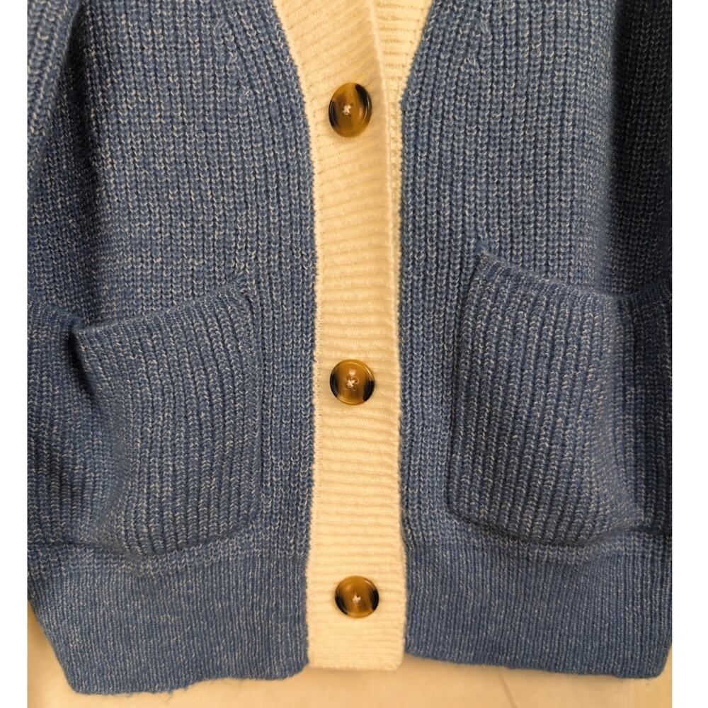 Lety & Me blue white button up cardigan Size Sm Sporty Preppy Fisherman Coastal - Picture 5 of 9